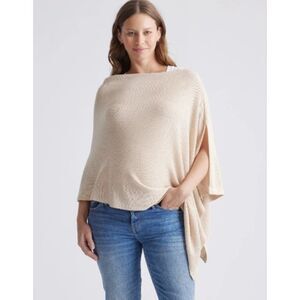 Quince MATERNITY Lightweight Cotton Cashmere Nursing Shawl Cream OS